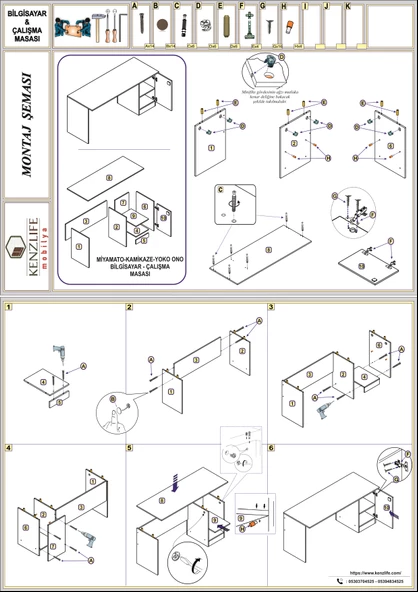 Kenzlife ofis masası yoko ono gri sol 75*150*60 raflı dolap eşkenar bilgisayar çalışma masası - 4