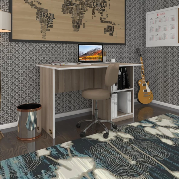 Kenzlife ofis masası yoko ono crd sağ 75*140*80 raflı dolap eşkenar bilgisayar çalışma masası - 2