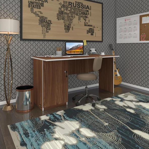 Kenzlife ofis masası yoko ono cvz sol 75*110*60 kilitli kapaklı dolap eşkenar bilgisayar çalışma masası - Resim 2