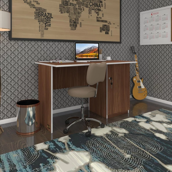 Kenzlife ofis masası yoko ono cvz sağ 75*140*80 kilitli kapaklı dolap eşkenar bilgisayar çalışma masası - 2