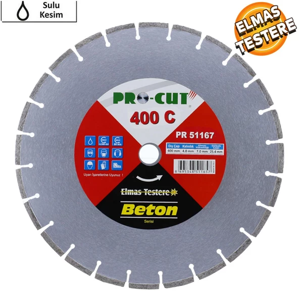 Pro-Cut Elmas Testere 400 mm Beton Kesim Kesme Serisi PR-51167