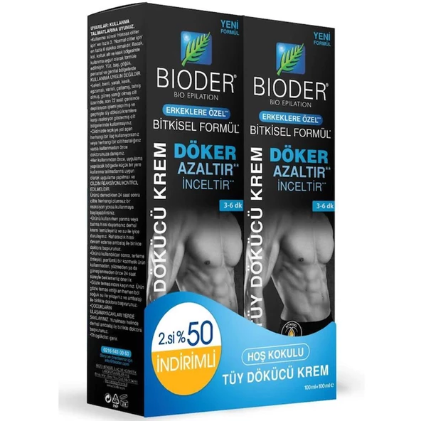 Bioder Erkeklere Özel Hoş Kokulu Tüy Dökücü Krem 2 x 100 ml