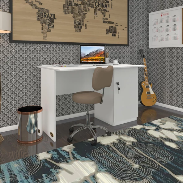 Kenzlife ofis masası kamikaze byz sağ 75*150*80 kilitli kapaklı dolap şeritli bilgisayar çalışma masası - 2