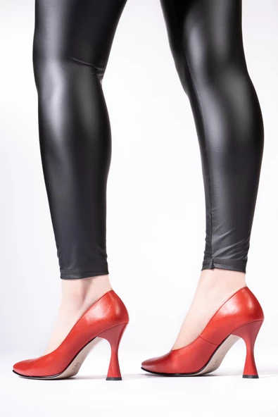 Hakiki Deri Kadın Sivri Burun Kadeh Topuk Stiletto Ayakkabı - Resim 6