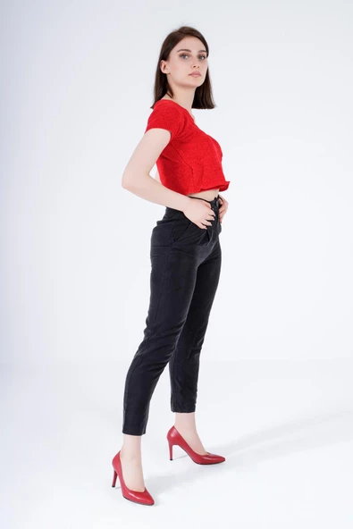 Hakiki Deri Kadın Stiletto Sivri Burunlu İnce Topuklu Ayakkabı - Resim 7