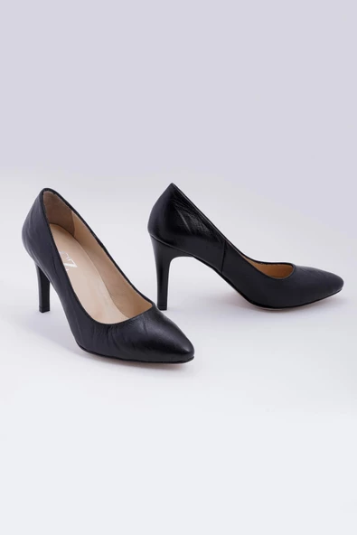 Hakiki Deri Kadın Stiletto Yüksek Topuklu Sivri Burun Ayakkabı - Resim 3