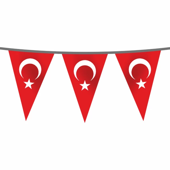 İpe Dizili Süsleme Üçgen Türk Bayrağı 100 metre