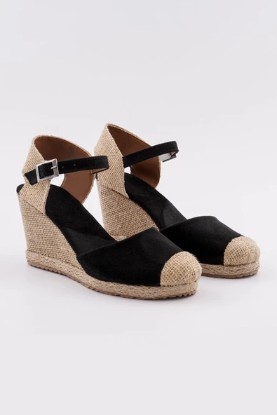 Kadın Dolgu Topuklu Sandalet Hasır Önü Kapalı Rahat Yazlık 106.001 - 8