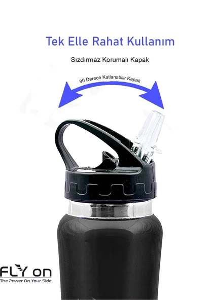 Pipetli Çift Katmanlı Hem Sıcak Hem Soğuk Muhafazalı Termos Sportif Emzikli Matara Suluk 500 ML - 2