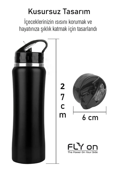 Pipetli Çift Katmanlı Hem Sıcak Hem Soğuk Muhafazalı Termos Sportif Emzikli Matara Suluk 500 ML - 3