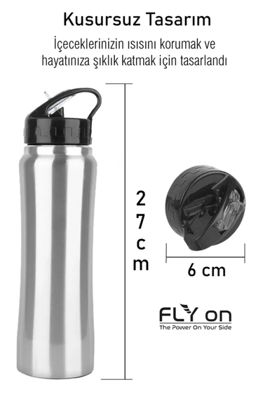 Pipetli Çift Katmanlı Hem Sıcak Hem Soğuk Muhafazalı Termos Sportif Emzikli Matara Suluk 500 ML - 3