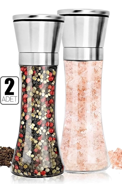 Tilbe Home Karabiber Tuz Değirmeni Seramik Bıçaklı Öğütücü Büyük Boy Baharat Öğütücü Çelik Kapaklı Baharatlık - Resim 2