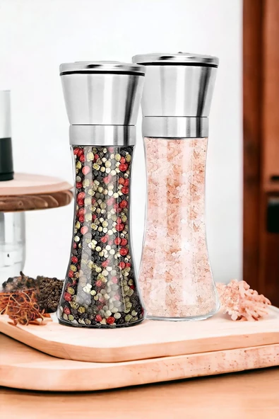 Tilbe Home Karabiber Tuz Değirmeni Seramik Bıçaklı Öğütücü Büyük Boy Baharat Öğütücü Çelik Kapaklı Baharatlık ürün görseli 1