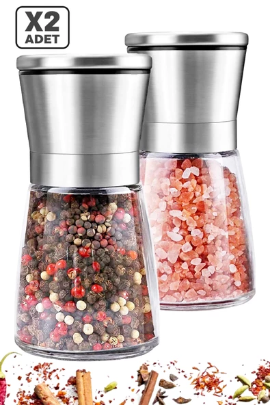 Tilbe Home Karabiber Tuz Değirmeni Seramik Bıçaklı Öğütücü Küçük Boy Baharat Öğütücü Çelik Kapaklı Baharatlık - Resim 2