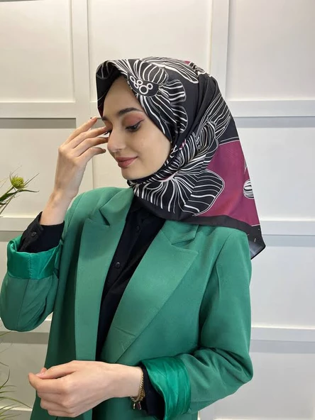 Eflatun Scarf Dijital Baskı Tomurcuk Desen Rayon Eşarp 00749  VİŞNE - 2