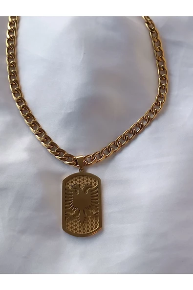 şık ve tarz çelik ucu künye çelik zincir kolye antialerjik ürün görseli 1