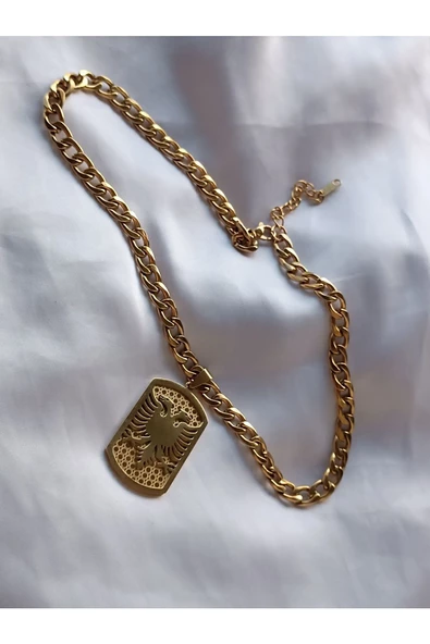 şık ve tarz çelik ucu künye çelik zincir kolye antialerjik - Resim 3