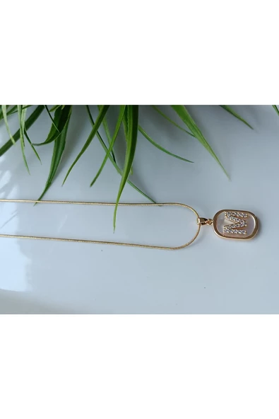 Paslanmaz Çelik Şık Ve Tarz Sedefli M Harfli Kolye - Resim 2