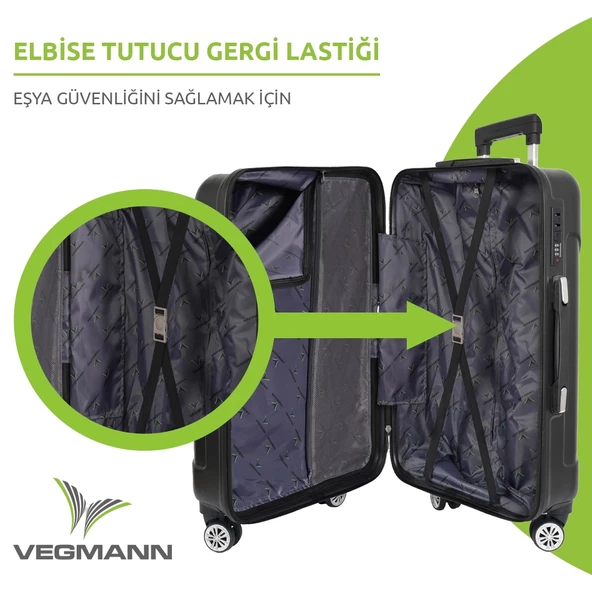 Vegmann Vela Siyah 3'lü Valiz Seti - Resim 6