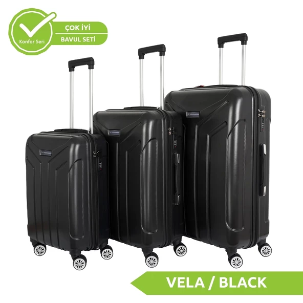 Vegmann Vela Siyah 3'lü Valiz Seti - Resim 4