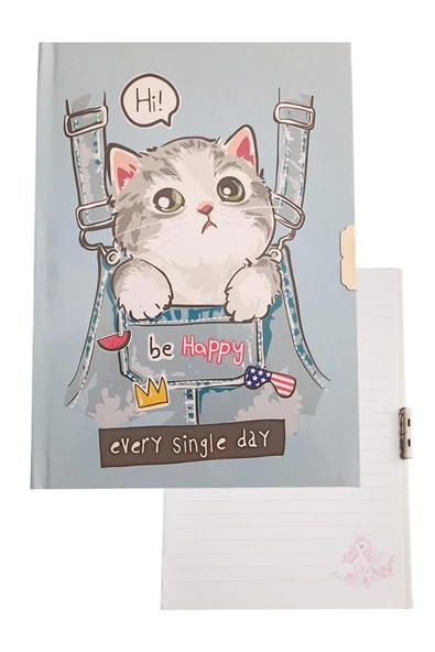 Hatıra Defteri Kilitli Kız Modeli Günlük Defteri 1 Adet Mcolor Sert Kapak Çizgili 14x20 cm Anı Defteri - 5