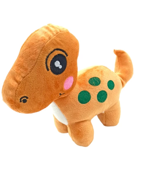 Oyuncak Peluş Dinozor Sevimli Rengarenk Peluş Dinazor 20x25cm. Kahverengi - 3