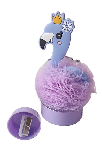 Flamingo Kalemtraş Tül Ponponlu Tekli Kalemtraş 1 Adet Hediyelik Kız Kalemtraş - 3