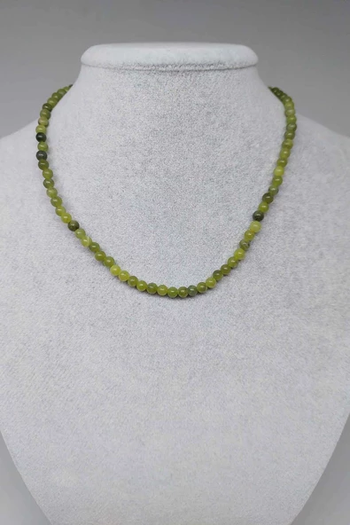 Yeşim Taşı Ela Quality 4mm 1000 Ayar Gümüş İpli Kolye (Klipsli) ürün görseli