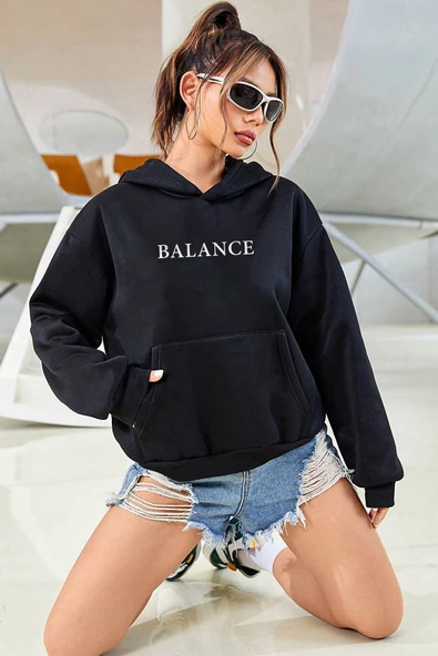 Unisex Oversize Balance Baskılı Sweatshirt