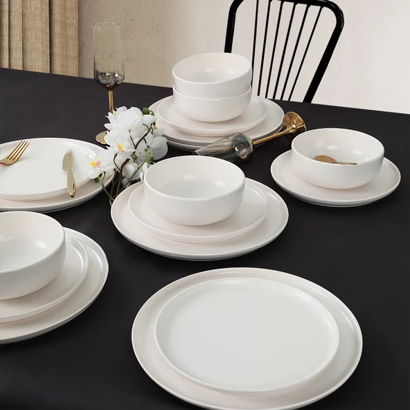Keramika Nordic Mat Beyaz Yemek Takımı 18 Parça 6 Kişilik 022 - 8
