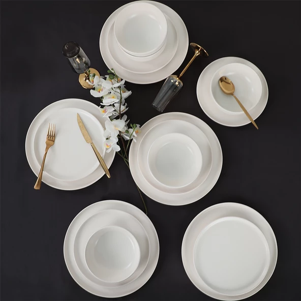 Keramika Nordic Mat Beyaz Yemek Takımı 18 Parça 6 Kişilik 022 - 6