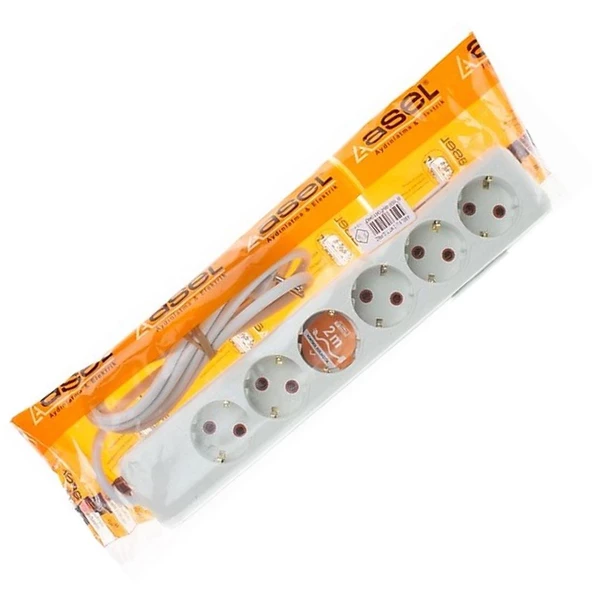 Asel ASL-100 0114 6'Lı Topraklı Grup Priz 2mt - HRD-010883