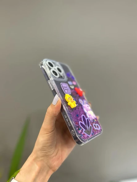 Iphone 14 Pro Max Uyumlu Sevimli Sulu Simli Tasarım Kılıf - 2
