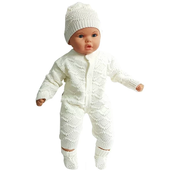 Krem Bebek Triko Patikli Tulum Takım - 2