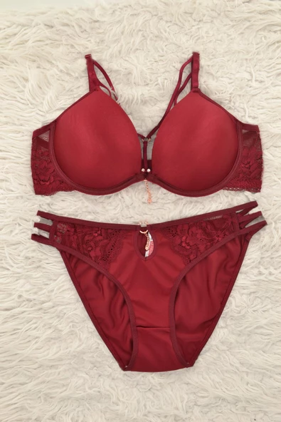 Le Jardin 5020-B Destekli-Balenli Silikon Taşlı Simli Sütyen Takımı - 4