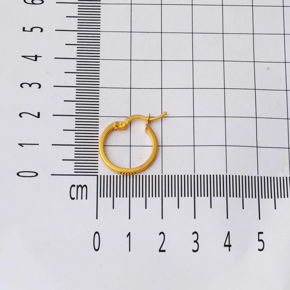 Klasik 22 Ayar 2 cm. Çaplı Halka Altın Küpe - 5