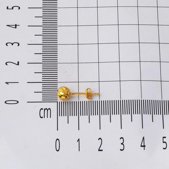 22 Ayar Buzul Altın Top Küpe 6 mm. - Resim 5