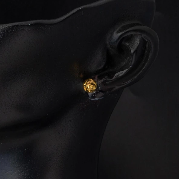 22 Ayar Buzul Altın Top Küpe 6 mm. - Resim 2