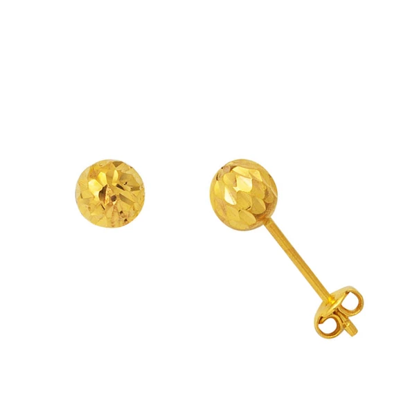 22 Ayar Buzul Altın Top Küpe 6 mm. ürün görseli 1