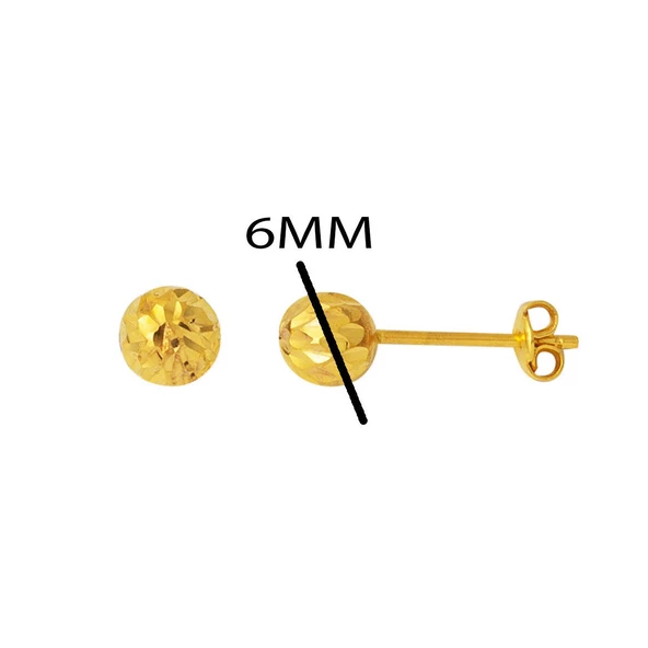 22 Ayar Buzul Altın Top Küpe 6 mm. - Resim 6