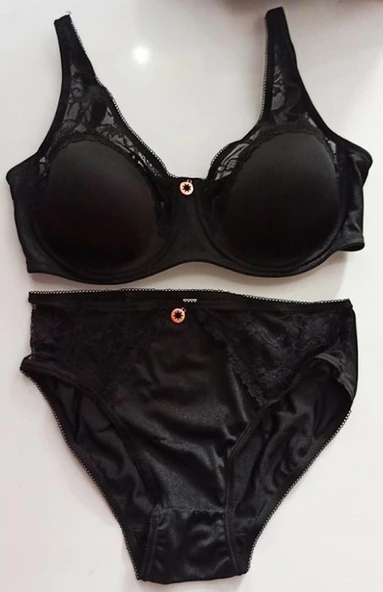 Le Jardin 5035-B Desteksiz-Balenli Soft Kaplı Dantel Geniş Askı Sütyen Takımı - 4