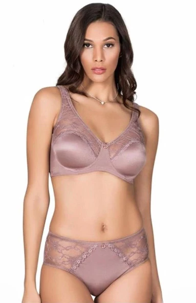 Le Jardin 5035-B Desteksiz-Balenli Soft Kaplı Dantel Geniş Askı Sütyen Takımı - 5