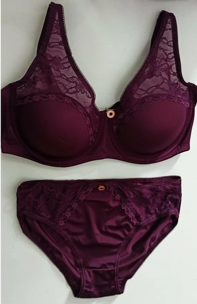 Le Jardin 5035-B Desteksiz-Balenli Soft Kaplı Dantel Geniş Askı Sütyen Takımı - 3