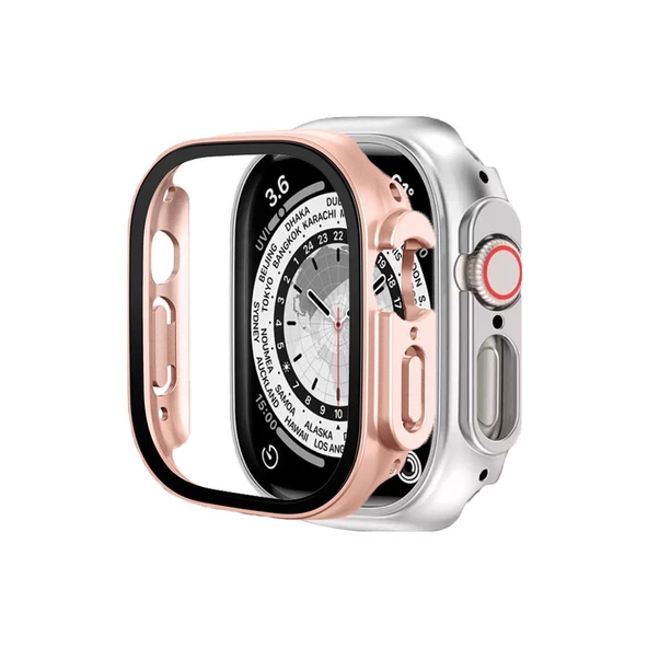 BİNANO APPLE WATCH ULTRA SENSE KASA VE EKRAN KORUYUCU ROSE GOLD