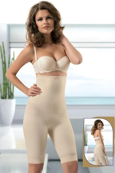 Dode Flora Şalcı Kadın Şeritli Mideli Paçalı Antibakteriyel Konforlu Uzun Tek Kat Askılı Korse (280)