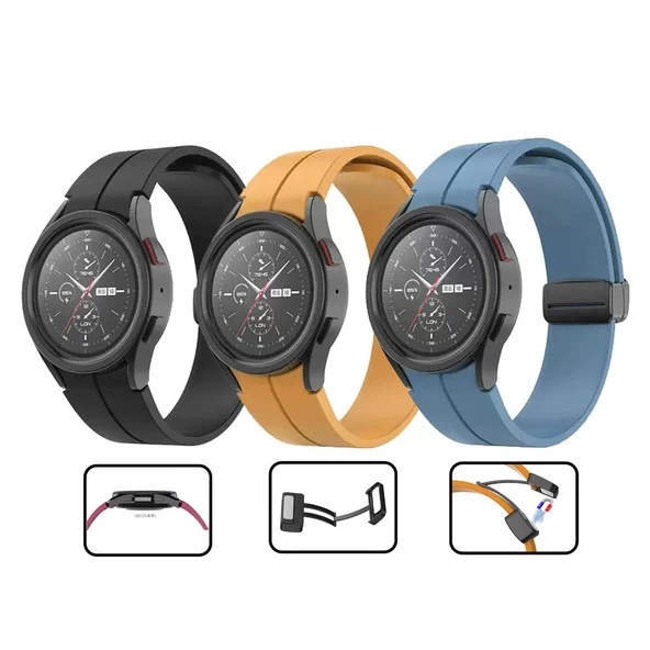 Galaxy Watch 5 44mm Manyetik Klipsli Silikon Lüx Kordon - 2