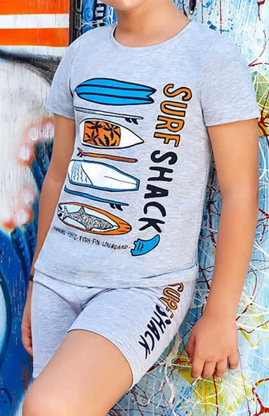 Erkek Çocuk Surf Baskılı Şort Takım Berrak-5354 - Resim 2