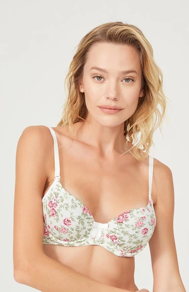 Cansoy 201 Flower Dream Desenli Destekli Balenli B - Cup Sütyen