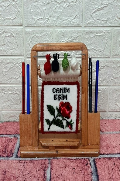 50x canım eşim alttan tomurcuk gül motif kalemlik - 2