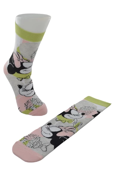 Dode Flora Disnep Kadın Çizgi Film Minnie Mouse Desenli Pamuklu Soket Çorap - 5